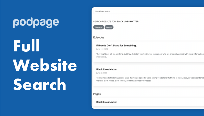 Introducing full search across your podcast website image