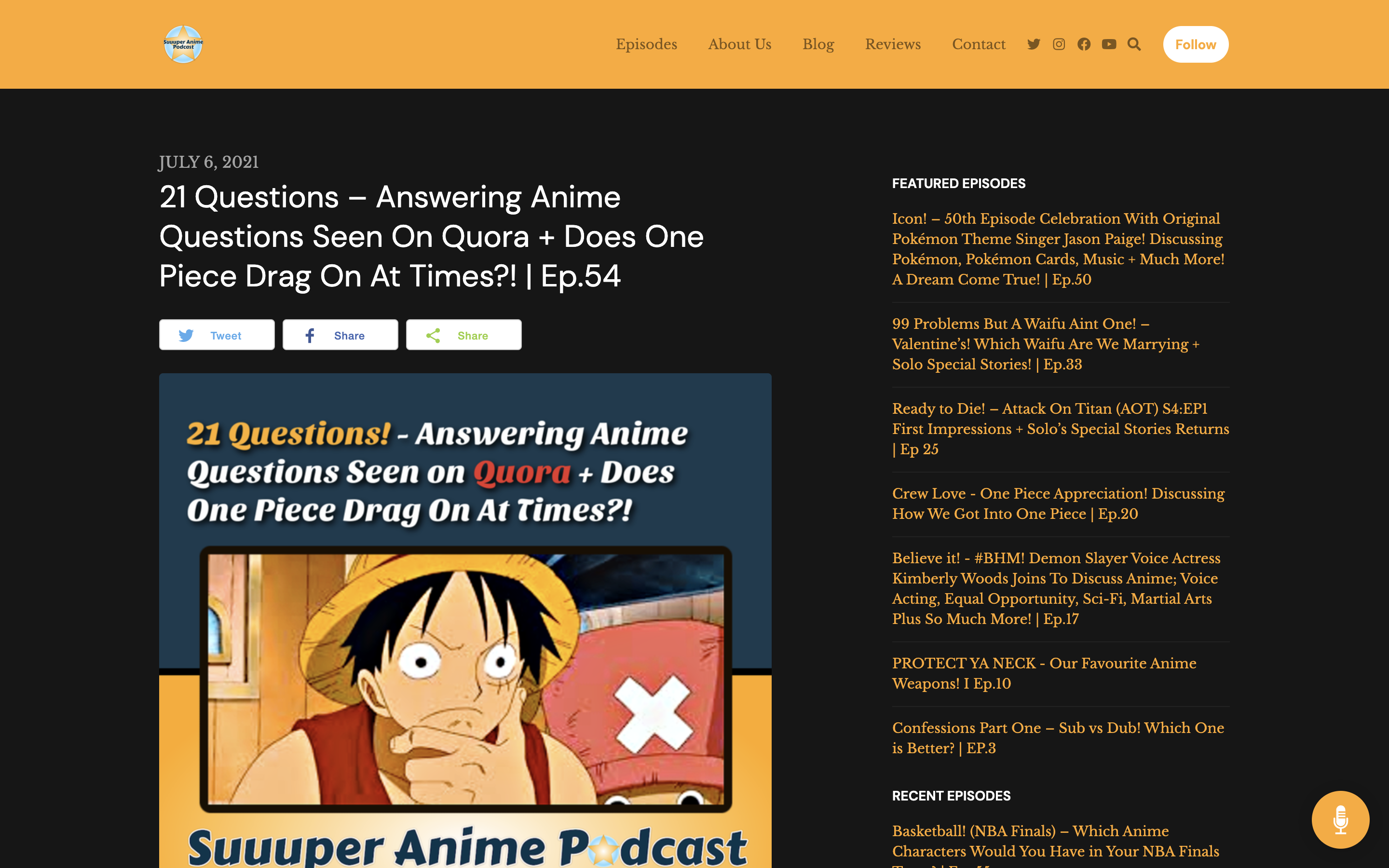 Suuuper Anime Podcast website