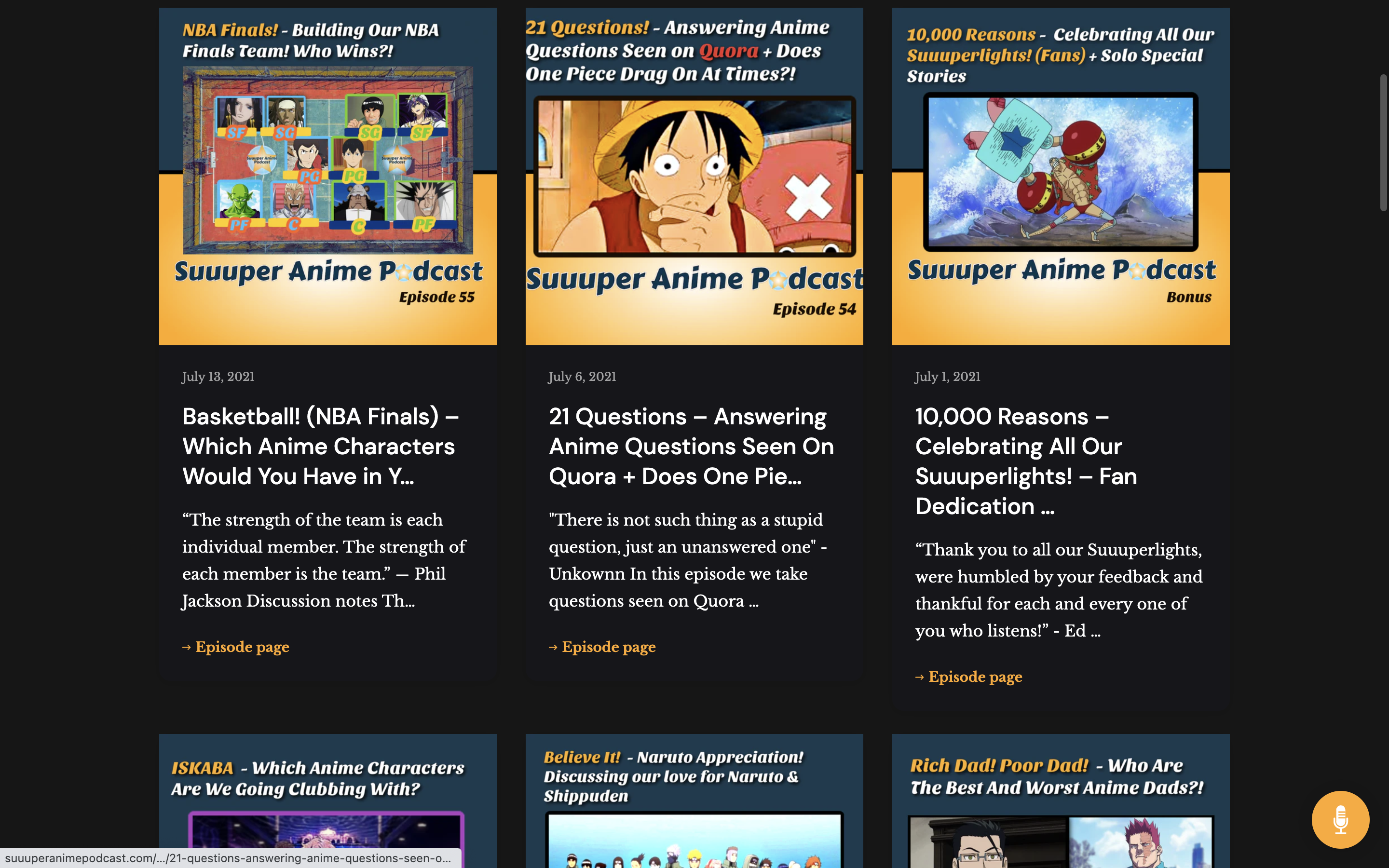 Suuuper Anime Podcast website