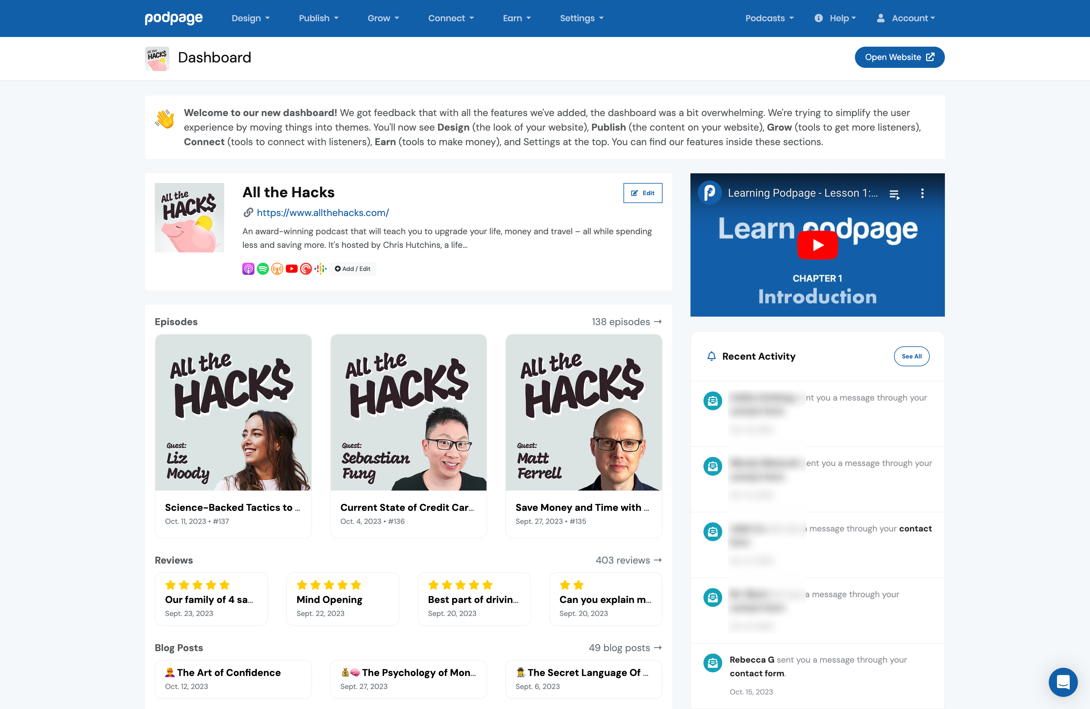 Introducing the Podpage 3.0 Dashboard image