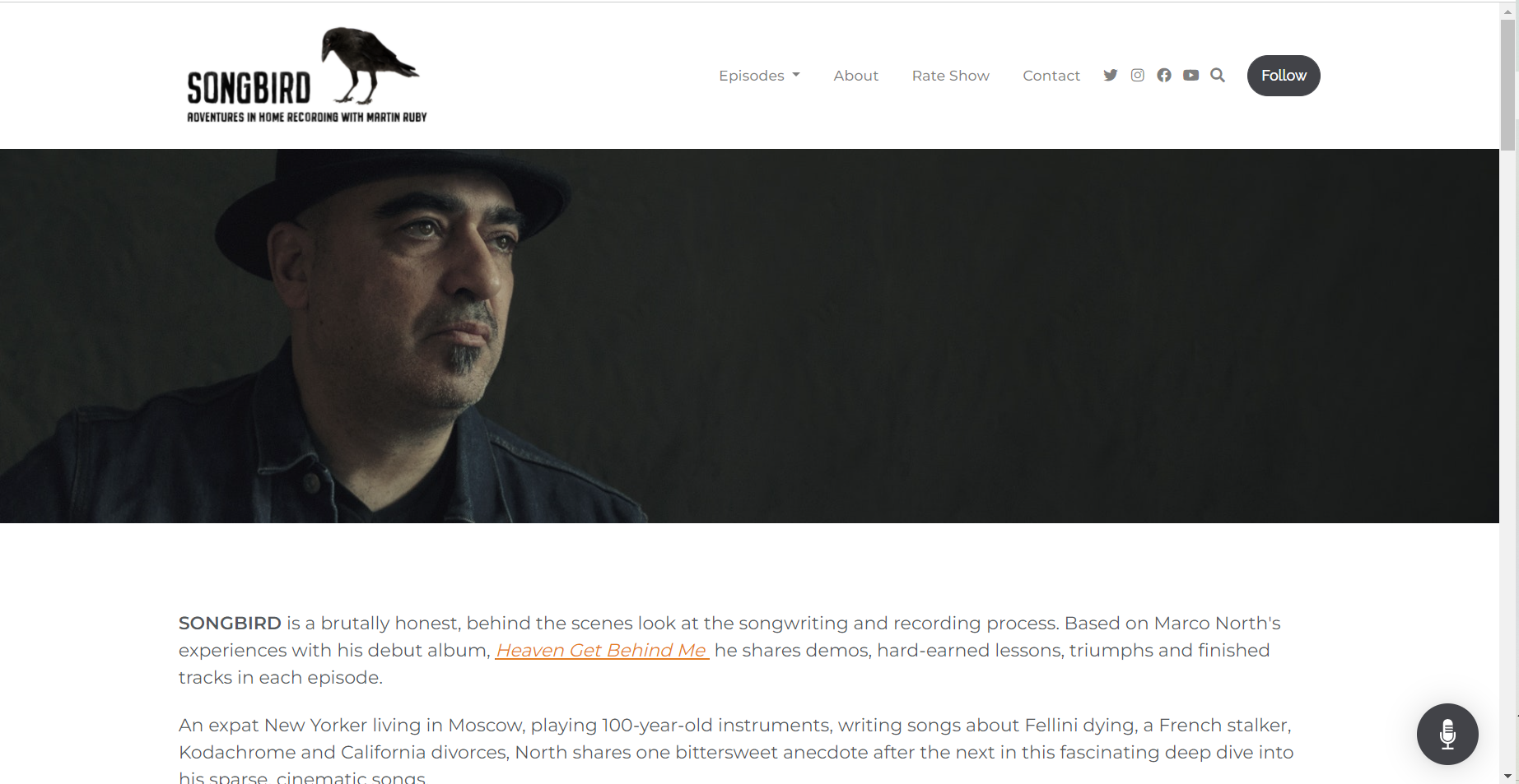 SONGBIRD | Adventures in home recording with Martin Ruby website