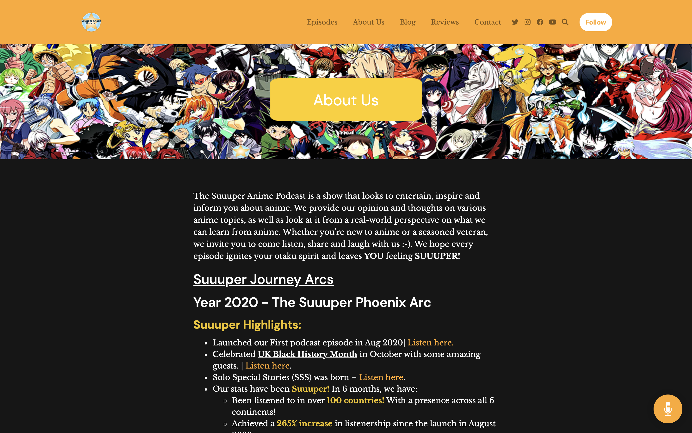 Suuuper Anime Podcast website